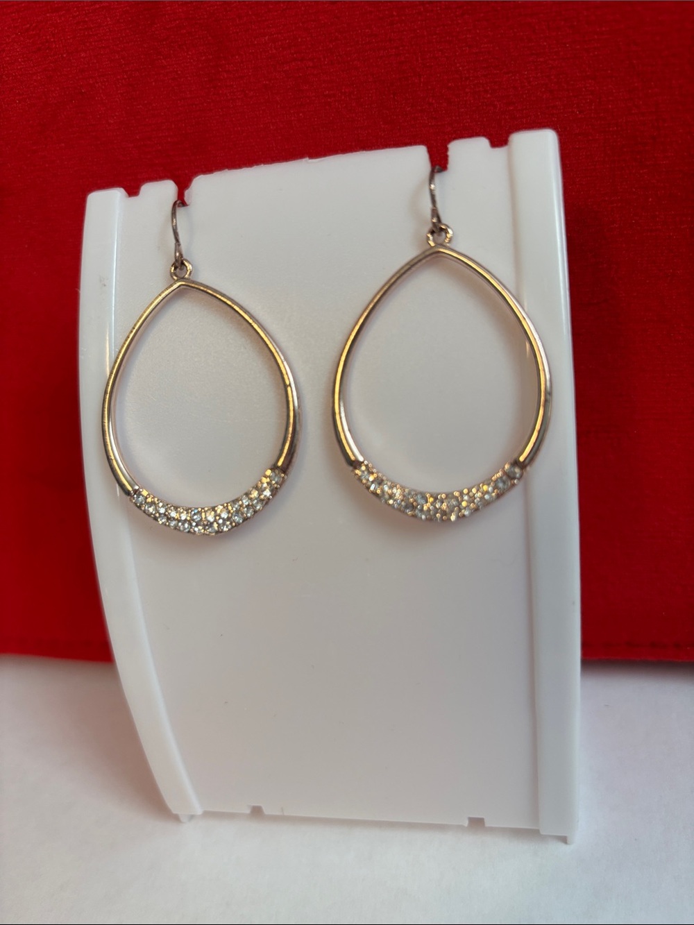 Gold Teardrop Crystal Hoop Earrings - Women Jewelry